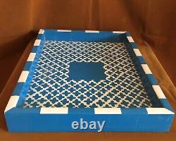 Handmade Serving Tray Resin Blue Home Storage Kitchen Art Trays Board Tray Gift