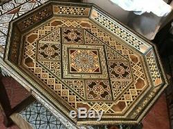 Handmade Syrian Inlaid Mosaic Wooden Serving Tray Home Decoration Gift