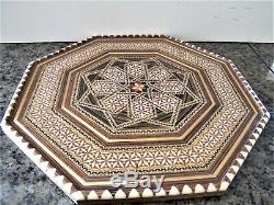 Handmade Syrian Inlaid Mosaic Wooden Serving Tray Inlay Wood Octagonal MOP