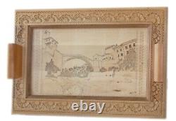 Handmade Wooden Serving Tray with picture of the Old Bridge Mostar