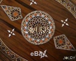 Handmade Wooden Tray Mosaic Inlay with Pearls Moroccan Serving Decor Tray