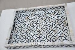 Handmade mother of pearl serving tray in floral pattern best home decor purpose