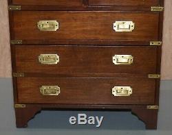 Harrods Kennedy Military Campaign Small Chest Of Drawers + Butlers Serving Tray