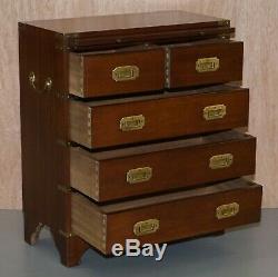 Harrods Kennedy Military Campaign Small Chest Of Drawers + Butlers Serving Tray