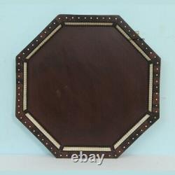 Home Décor Wood Bone Inlay Carved Design Serving Tray