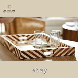 Home Décor Wood Bone Inlay Serving Tray
