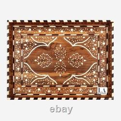 Home Decor Wood Bone Inlay Serving Tray Antique Design Handmade Serving Tray