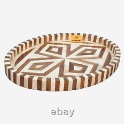 Home Décor Wood Bone Inlay Serving Tray Home Use Tray