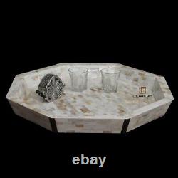 Home Décor Wood Mother of Pearl Design Serving Tray