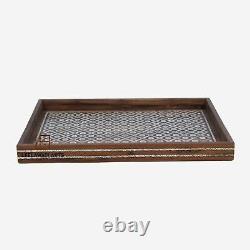 Home Decorative Wood Bone Inlay Service Tray Hand Painted Serving Tray