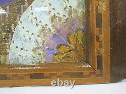 IRIDESCENT Butterfly Wing Serving Tray With Inlaid Wood Frame (C3)