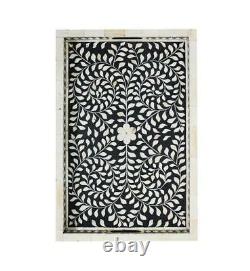 In stock handmade Bone Inlay Wooden Modern Floral Pattern Serving Tray Furniture