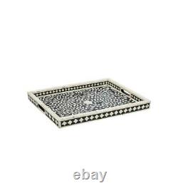 In stock handmade Bone Inlay Wooden Modern Floral Pattern Serving Tray Furniture