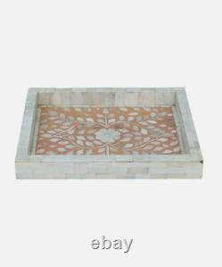 India Art's Mother Of Pearl Flower Design Serving Tray