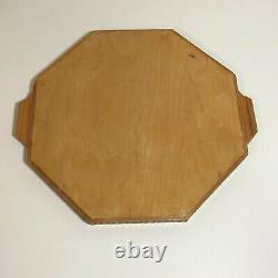 Inlaid wooden octagon shaped valet serving tray mid century boho