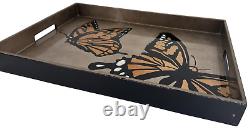 J. Fleet Designs 20 x 14 Serving Tray Butterflies Espresso & Coffee