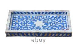 Kitchen Serving Tray Mother Of Pearl Inlay Vintage Handmade Home Decor Art Gift