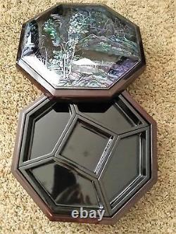 Korean Mother Of Pearl Jeol Pan Serving Trays D 10 With 5 Sections In Octagon