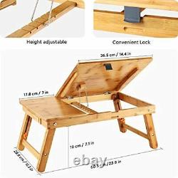 Laptop Desk Table Adjustable 100% Bamboo Foldable Breakfast Serving Bed Tray
