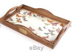 Large HOSTESS serving TRAY MACKENZIE CHILDS BUTTERFLY ENAMEL WOOD NEW