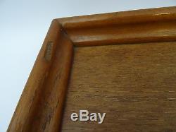 Large Oak Wooden Serving Butler Tray Brass Handles Gallery Sided