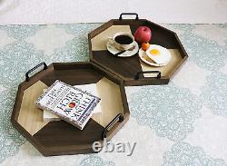 Large Ottoman Octagon Tray Set Wooden Table Serving Tray Large Wood Serving