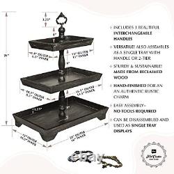 Large Rectangle Rustic Wood Three Tiered Tray Serving for 3 Tier Rustic Black