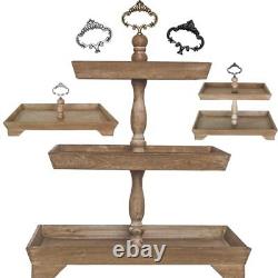 Large Rectangle Rustic Wood Three Tiered Tray Serving for 3 Tier Rustic Brown