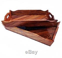 Large Rosewood Crafted Premium Wooden Serving Tray Decorative Kitchen Dinner New