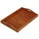 Large Serving Tray with Handles Natural Teak Wood Indoor Outdoor Spa Centerpiece