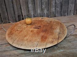 Large Vintage Rustic Wood French WINE BARREL TOP Serving Tray France