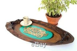 Large Wooden Serving Tray Hardwood Tray Resin Breakfast Tray Epoxy Ottoman Tray