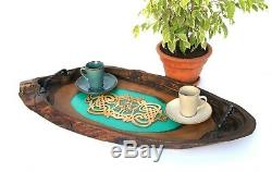 Large Wooden Serving Tray Hardwood Tray Resin Breakfast Tray Epoxy Ottoman Tray