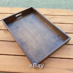 Large Wooden Serving Tray, SET 10, 60 cm x 40 cm x 6 cm in Brown Color
