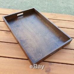 Large Wooden Serving Tray, SET 10, 60 cm x 40 cm x 6 cm in Brown Color