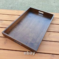Large Wooden Serving Tray, SET 5, 60 cm x 40 cm x 6 cm in Brown Color