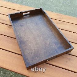 Large Wooden Serving Tray, SET 5, 60 cm x 40 cm x 6 cm in Brown Color