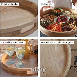 Large round Serving Tray, round Wood Tray Wooden Trays for Decor, Eco Friendly