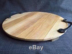Large rustic bread cheese meat tea board platter tray serving wood steampunk