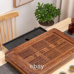 Large tea tray Wenge wood tea table solid wood serving tray reservoir tea boat