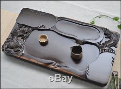 Large tea tray ebony wood serving tray Block of wood handcarved tea table 2018