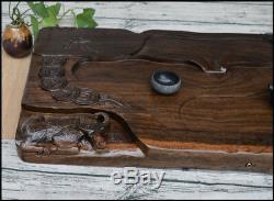 Large tea tray ebony wood serving tray Block of wood handcarved tea table L85cm