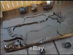 Large tea tray ebony wood serving tray Block of wood handcarved tea table L85cm