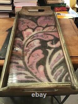 Lillian August 16 x 8 Wood and Glass Serving Tray Beautiful Pattern in EUC