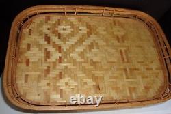 Lot 13 Tiki Bar Bamboo Woven Rattan Wicker Serving Lap Trays 19 x 13