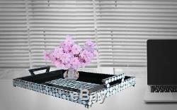 Luminous Dimension Black Large Lacquer Tray with Seashell sequin inlay