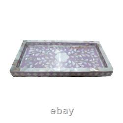Luxurious Mother of Pearl Inlay Serving Tray Dining Table Tray Kitchen Platter