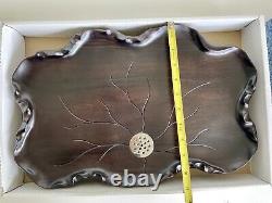 Luxury Carved Bamboo Tea Tray Chinese Kung Fu Gong fu Serving Water Drain in box
