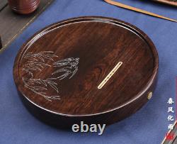 Luxury Ebony Wooden Kung Fu Gongfu Tea Tray Serving Table Drain Plate For 2 Man