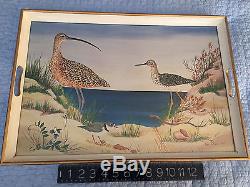 Lynn Chase Serving Tray glass/gilded wood Costa Azzurra withduck painting illus